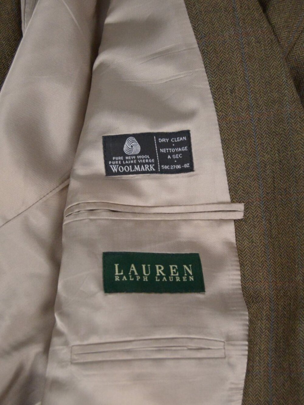 Lauren Ralph Lauren 100% Wool Brown Herringbone Windowpane Sport Coat -- Size 46 - Picture 4 of 6